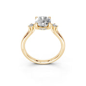 Cushion Petite Side Stone Solitaire lab-grown diamond ring in yellow gold