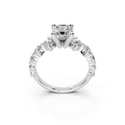 Asscher Fancy Side Stone lab-grown diamond ring in white gold / platinum