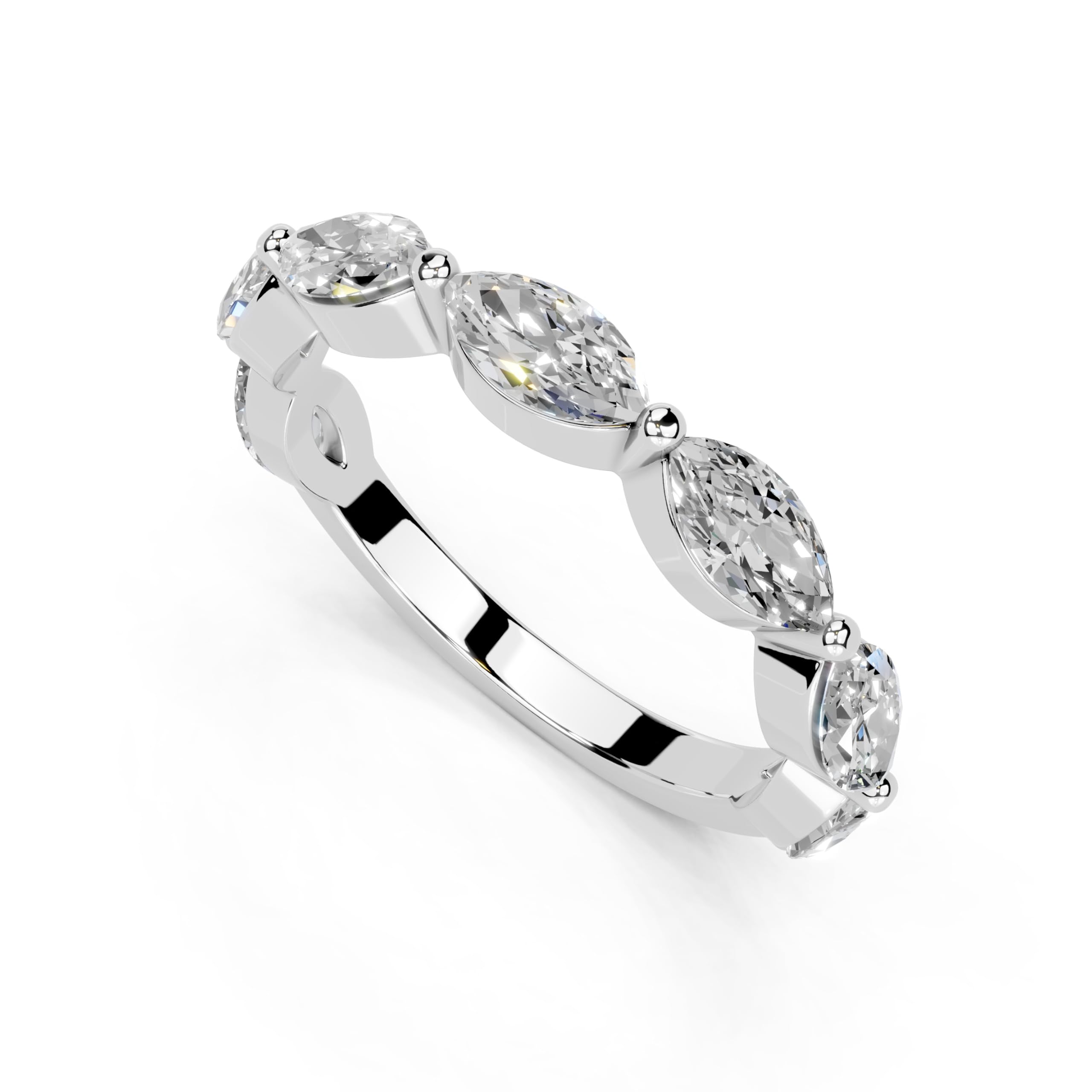 Marquise Marquise Half Eternity Band lab-grown diamond band in white gold / platinum