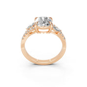 Cushion Marquise Side Stone Pavé lab-grown diamond ring in rose gold