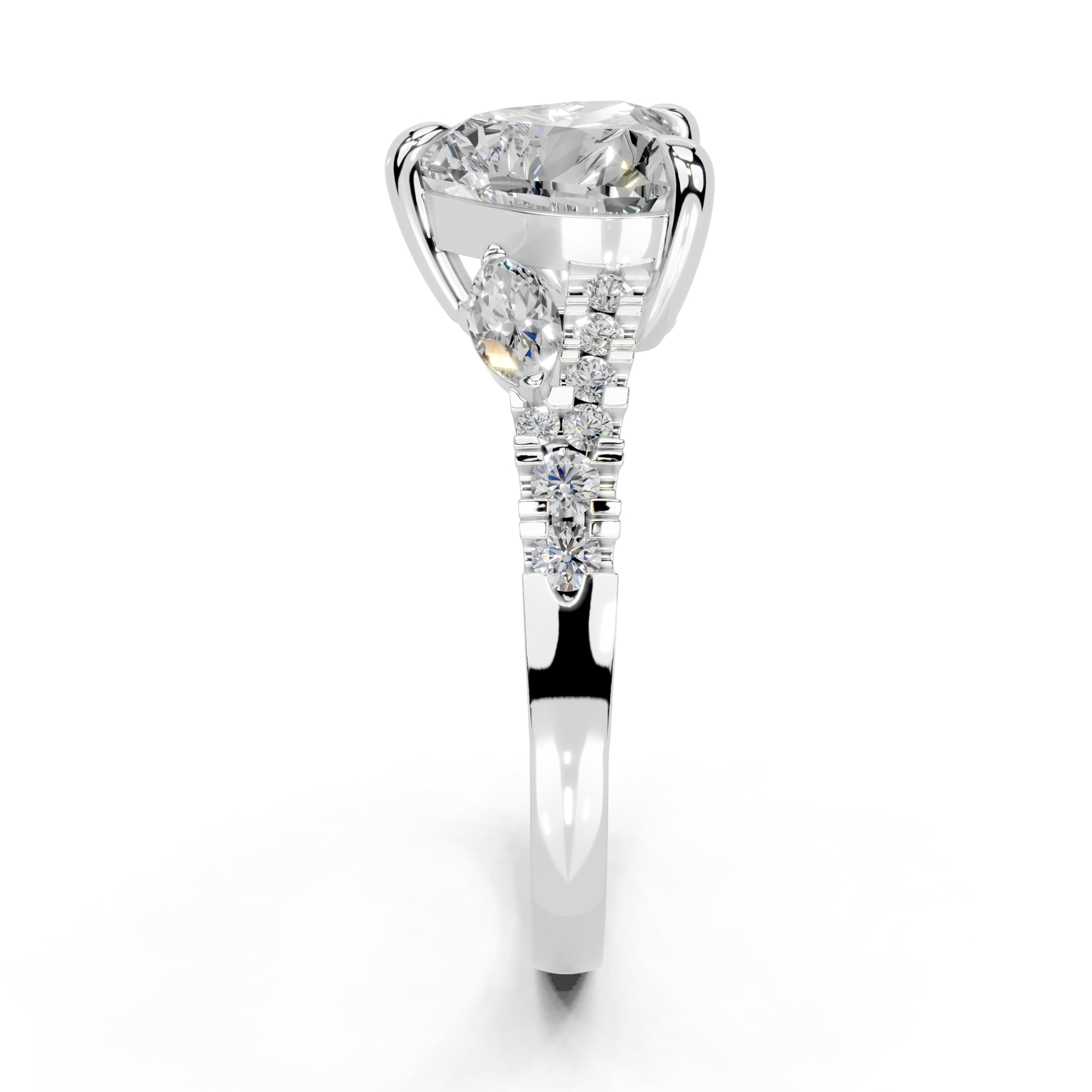 Heart Marquise Side Stone Pavé lab-grown diamond ring in rose gold