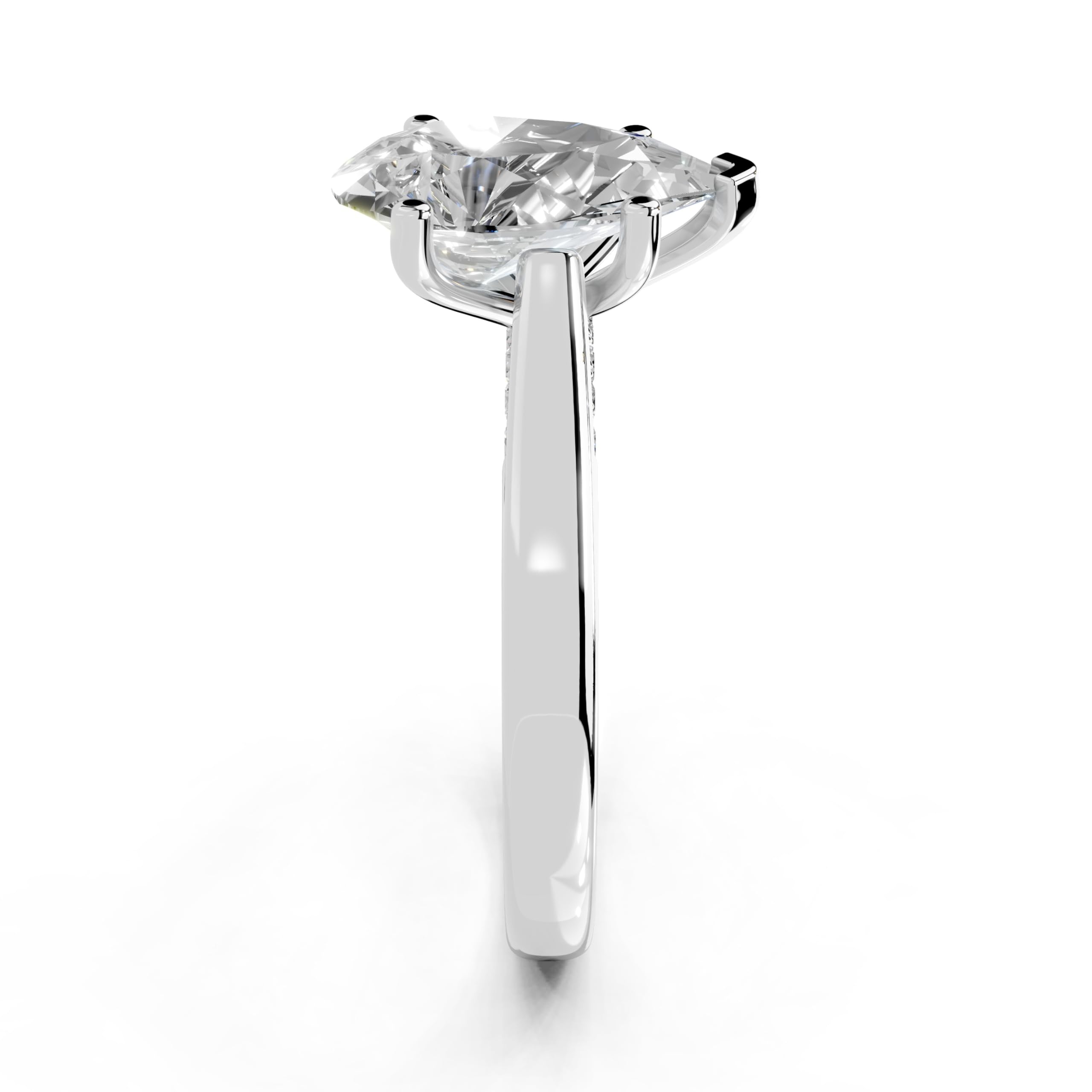 Pear Hidden Pavé Cathedral lab-grown diamond ring in white gold / platinum