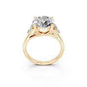 Round Marquise Cluster Side Stone lab-grown diamond ring in yellow gold