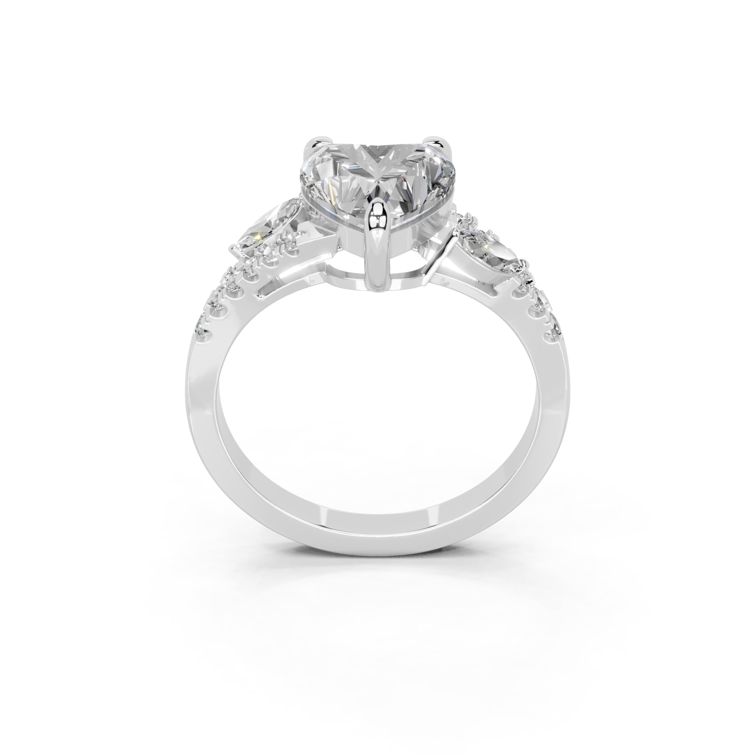 Heart Marquise Side Stone Pavé lab-grown diamond ring in rose gold