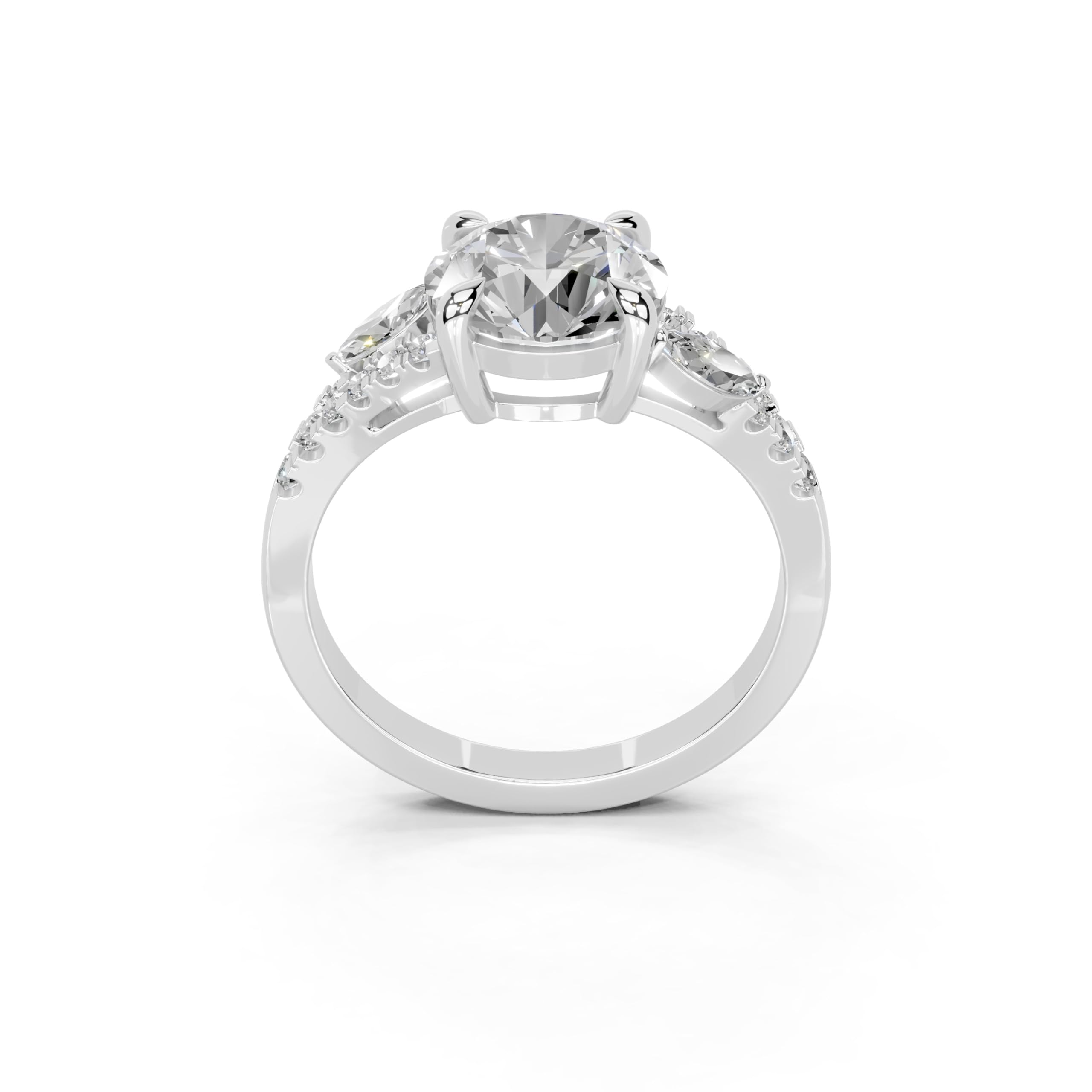 Round Marquise Side Stone Pavé lab-grown diamond ring in rose gold