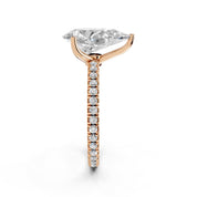 Pear petite pavé lab-grown diamond engagement ring in 14K rose gold, side profile