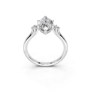 Marquise Petite Side Stone Solitaire lab-grown diamond ring in white gold / platinum