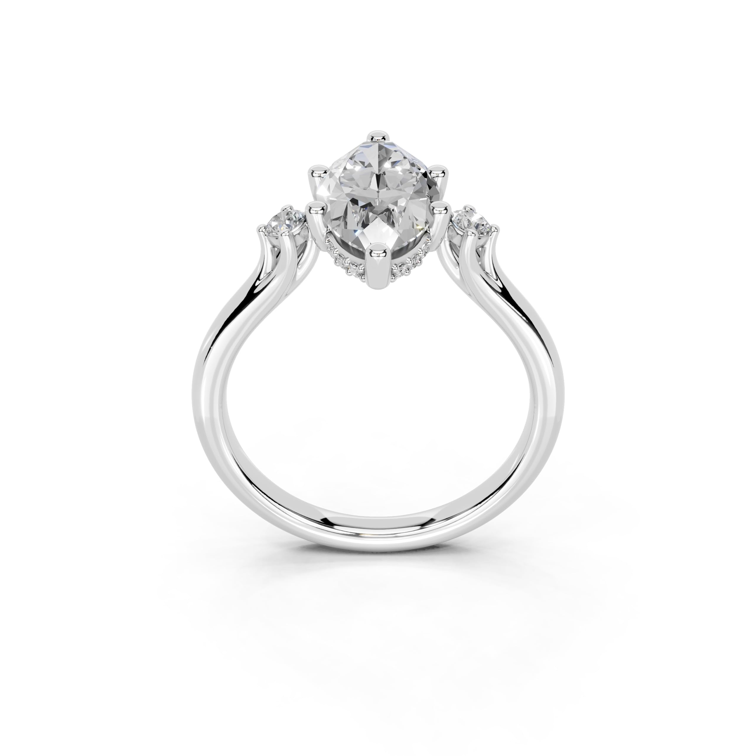 Marquise Petite Side Stone Solitaire lab-grown diamond ring in white gold / platinum
