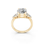 Round Pear Cluster Side Stone lab-grown diamond ring in yellow gold