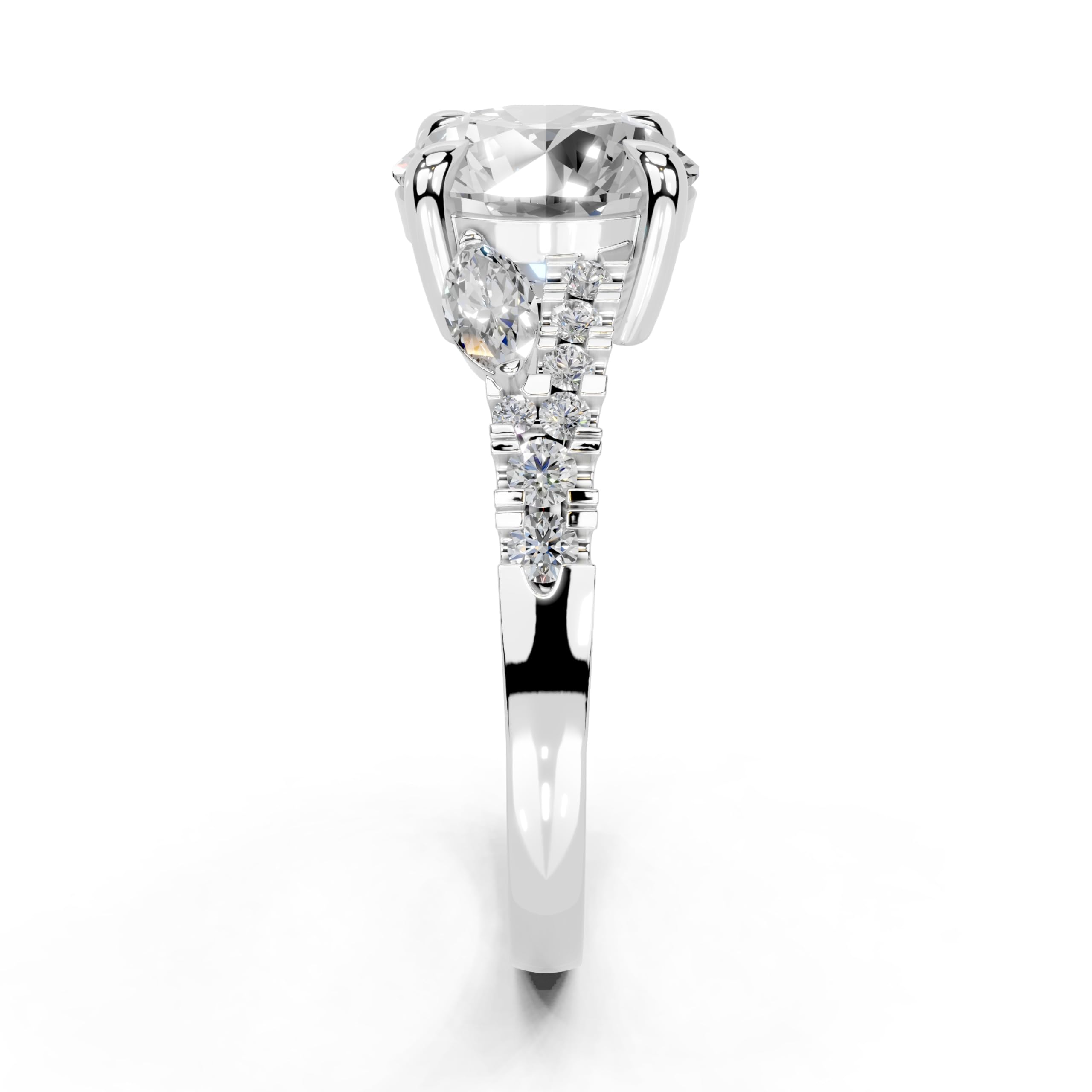 Round Marquise Side Stone Pavé lab-grown diamond ring in rose gold