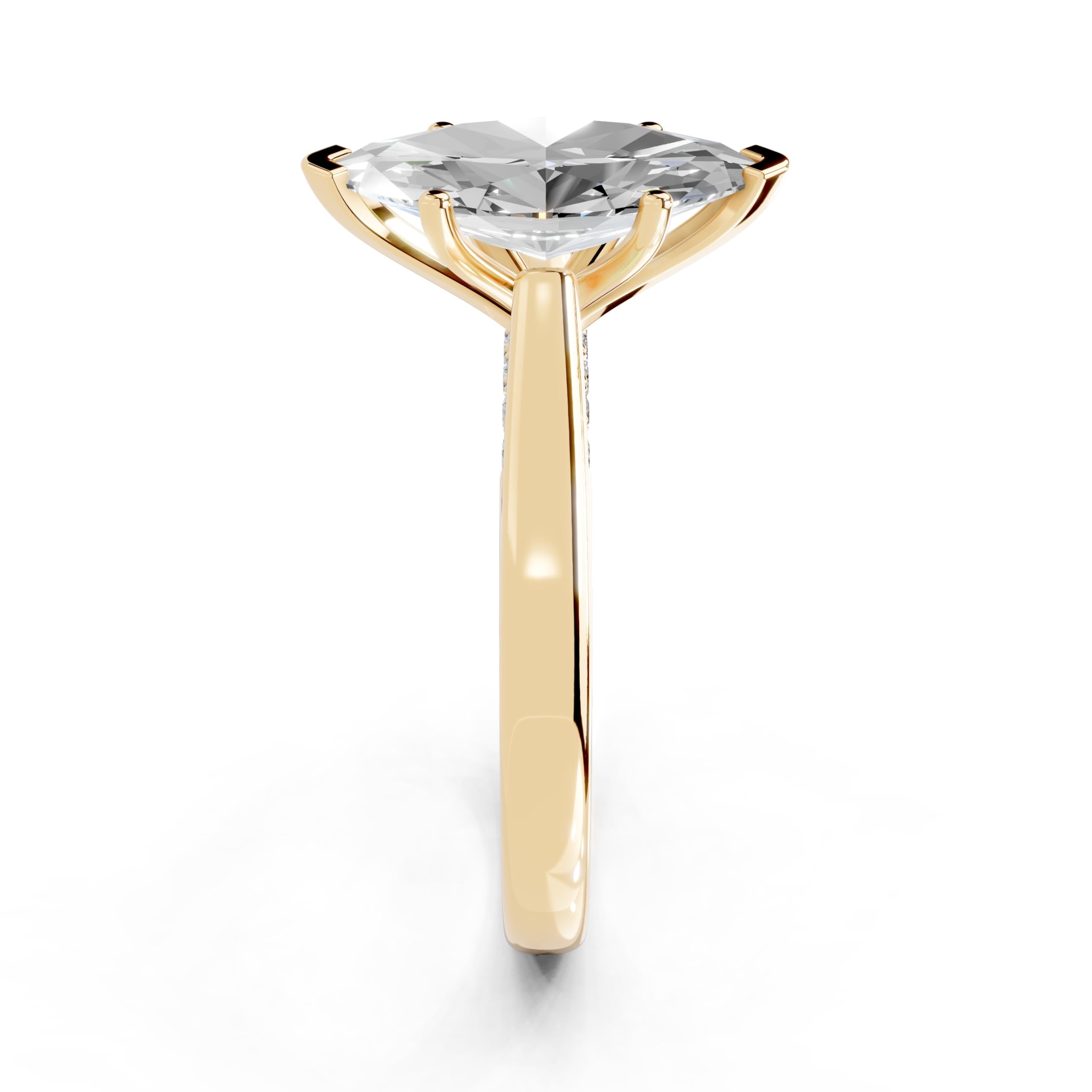 Marquise Hidden Pavé Cathedral lab-grown diamond ring in yellow gold