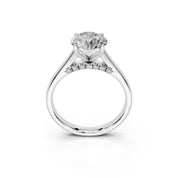 Round Hidden Pavé Cathedral lab-grown diamond ring in white gold / platinum