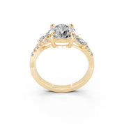 Round Marquise Side Stone Pavé lab-grown diamond ring in yellow gold