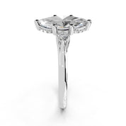 Marquise Petite Side Stone Solitaire lab-grown diamond ring in white gold / platinum