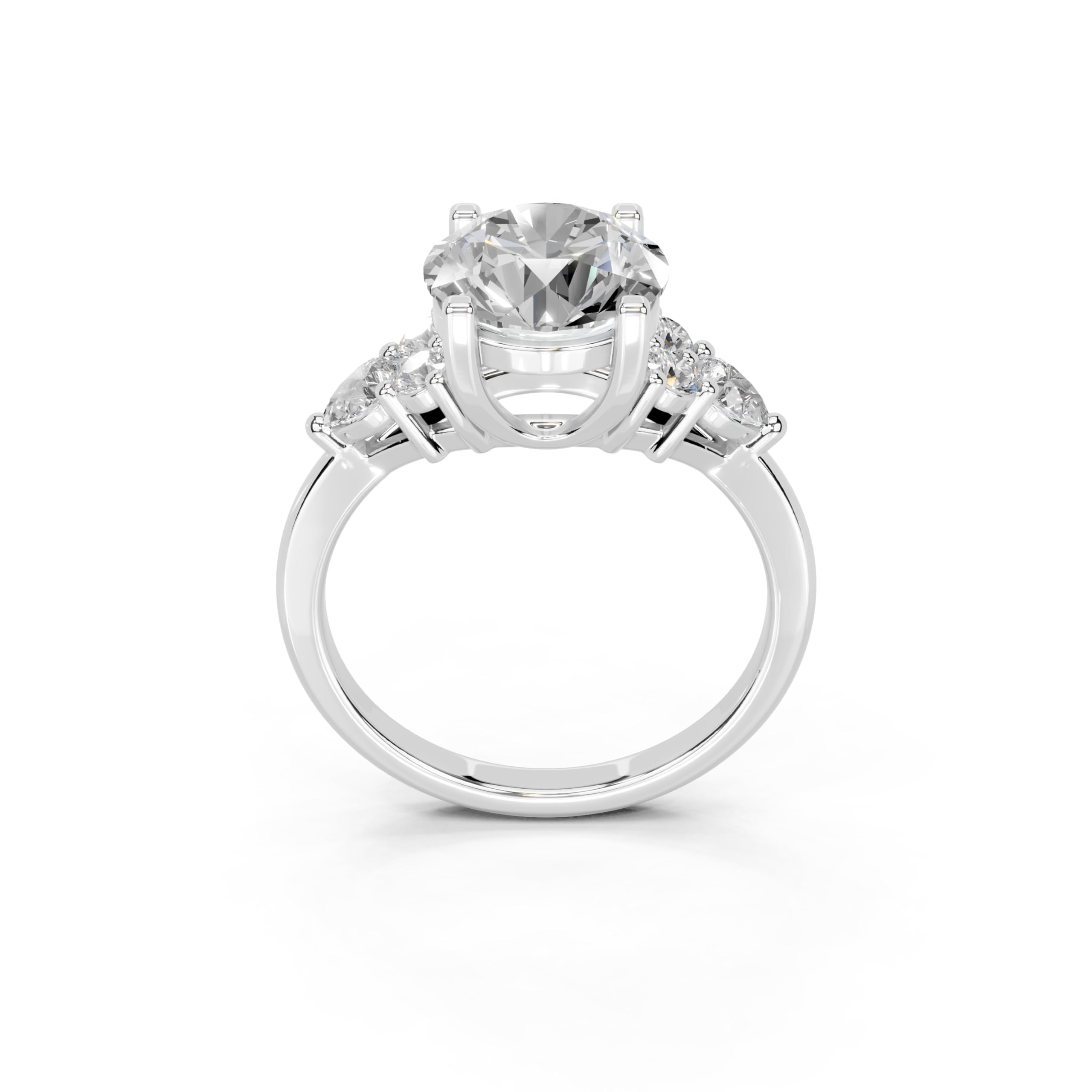 Round Pear Cluster Side Stone lab-grown diamond ring in white gold / platinum