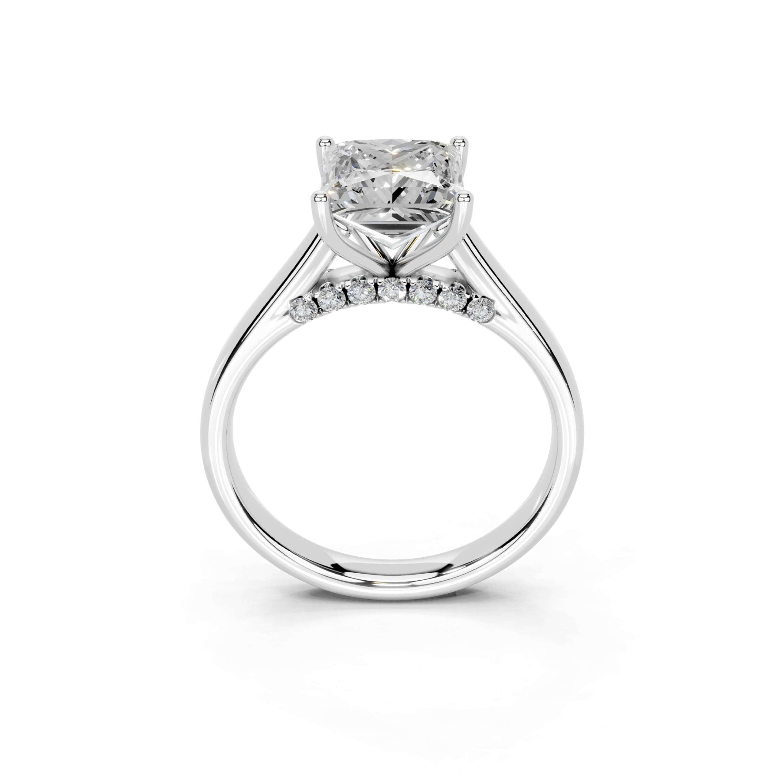Princess Hidden Pavé Cathedral lab-grown diamond ring in white gold / platinum