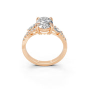 Oval Marquise Side Stone Pavé lab-grown diamond ring in rose gold