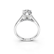 Oval Hidden Pavé Cathedral lab-grown diamond ring in white gold / platinum