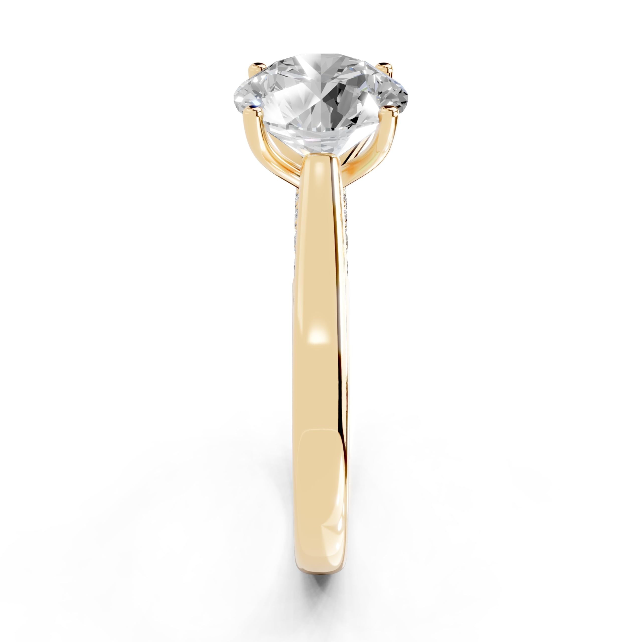 Round Hidden Pavé Cathedral lab-grown diamond ring in yellow gold