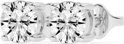 Sterling silver four-prong diamond studs, front view