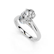 Oval Hidden Pavé Cathedral lab-grown diamond ring in white gold / platinum