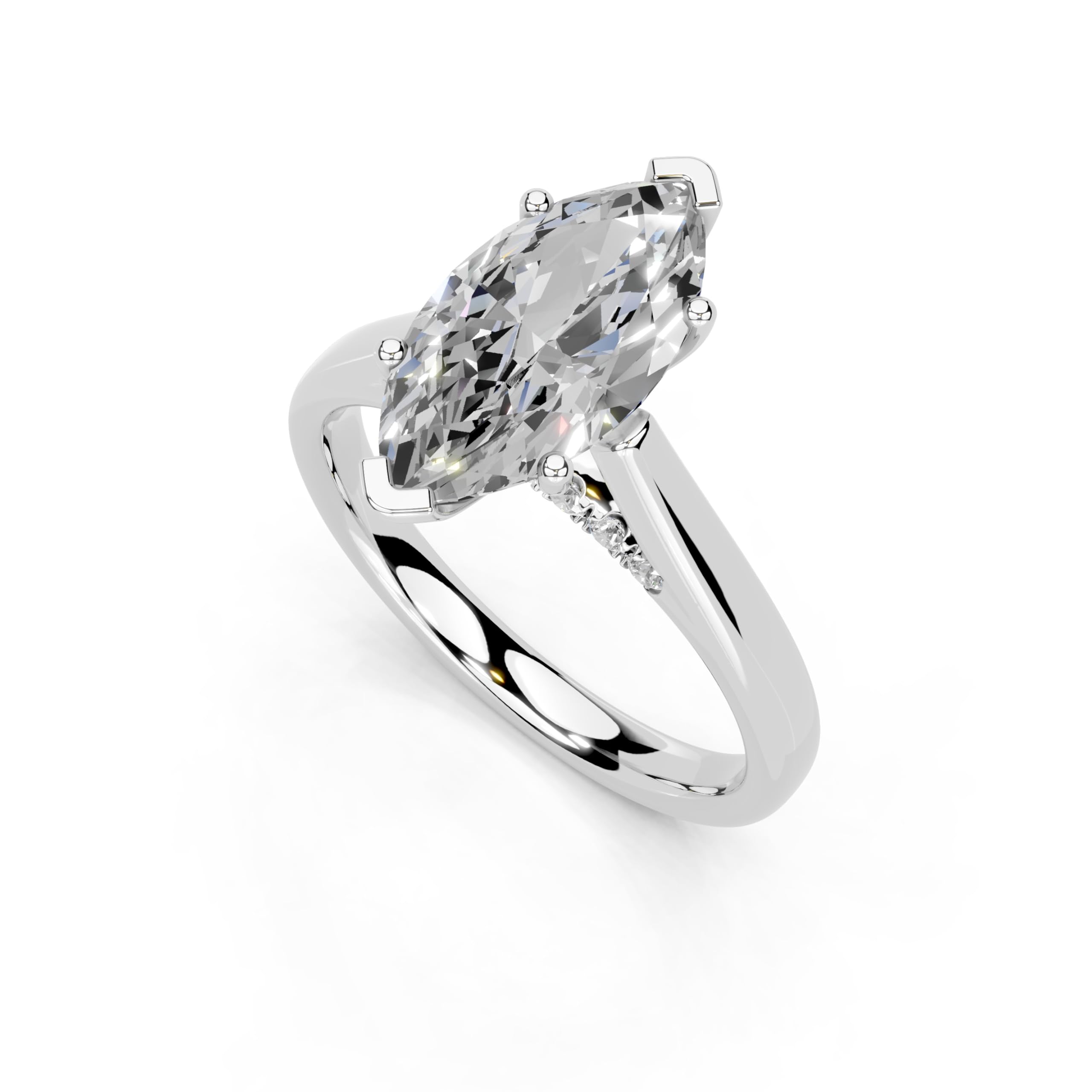 Marquise Hidden Pavé Cathedral lab-grown diamond ring in white gold / platinum