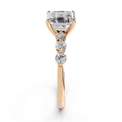 Asscher Scattered Side Stone lab-grown diamond ring in rose gold