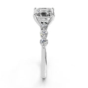 Asscher Scattered Side Stone lab-grown diamond ring in white gold / platinum