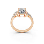 Emerald Marquise Side Stone Pavé lab-grown diamond ring in rose gold