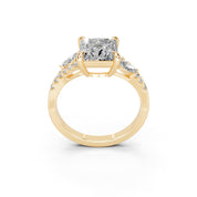Princess Marquise Side Stone Pavé lab-grown diamond ring in yellow gold