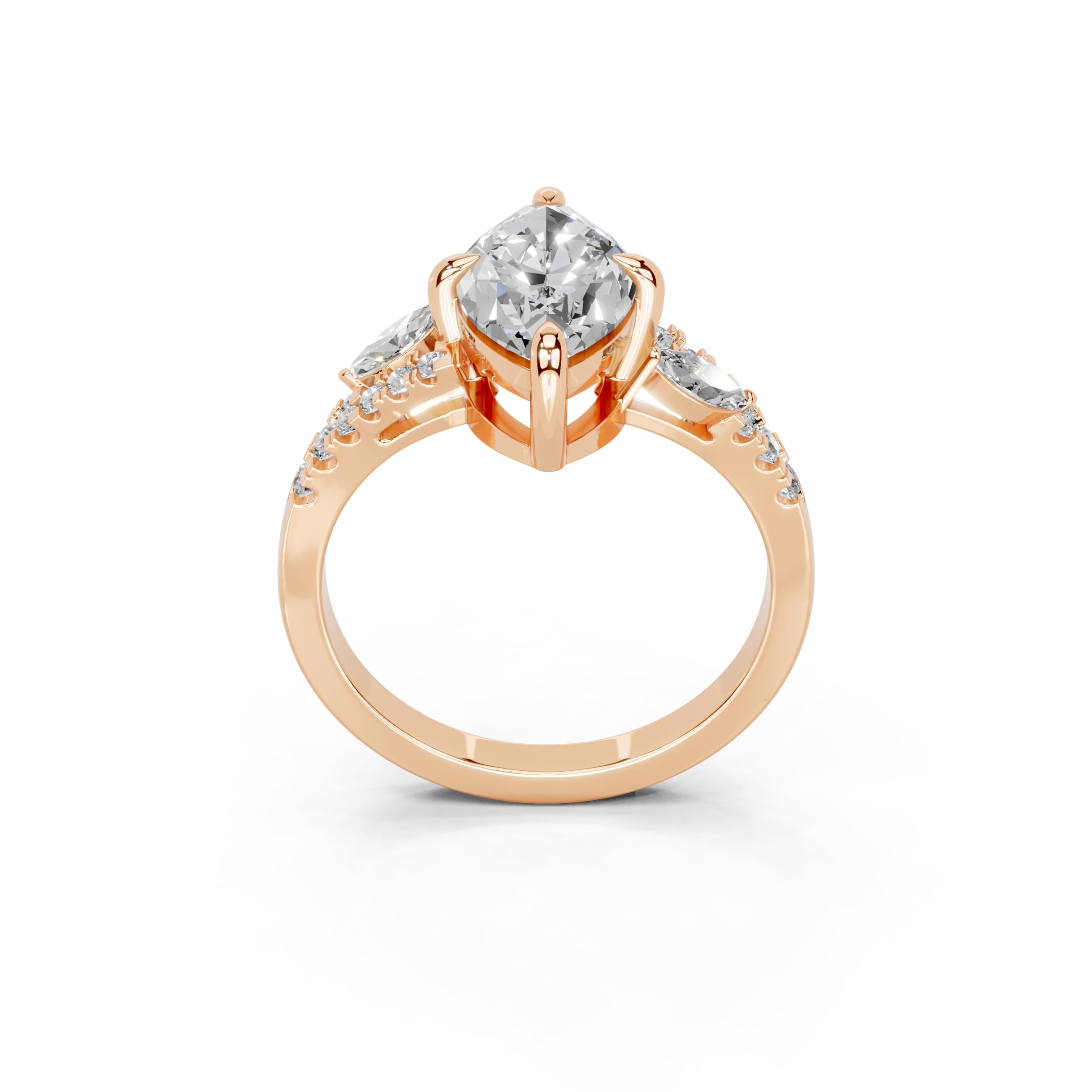 Marquise Marquise Side Stone Pavé lab-grown diamond ring in rose gold