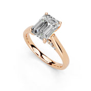 Emerald Hidden Pavé Cathedral lab-grown diamond ring in rose gold