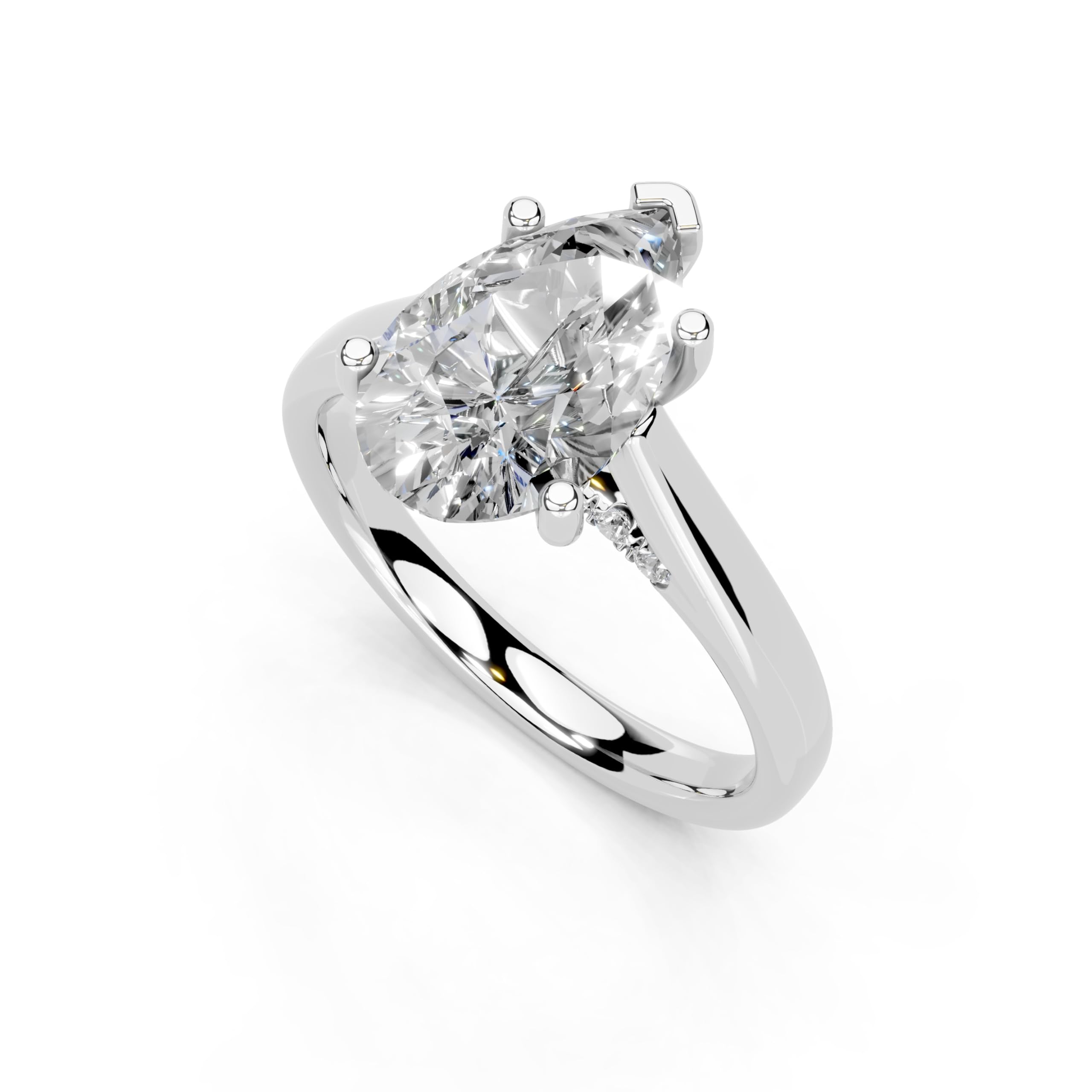 Pear Hidden Pavé Cathedral lab-grown diamond ring in white gold / platinum
