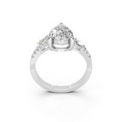 Pear Marquise Side Stone Pavé lab-grown diamond ring in white gold / platinum