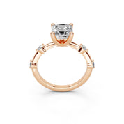 Asscher Solitaire with Minimal Side Stones lab-grown diamond ring in rose gold