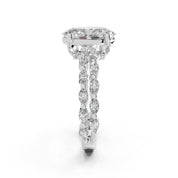 Oval Marquise Accent Band lab-grown diamond ring in white gold / platinum