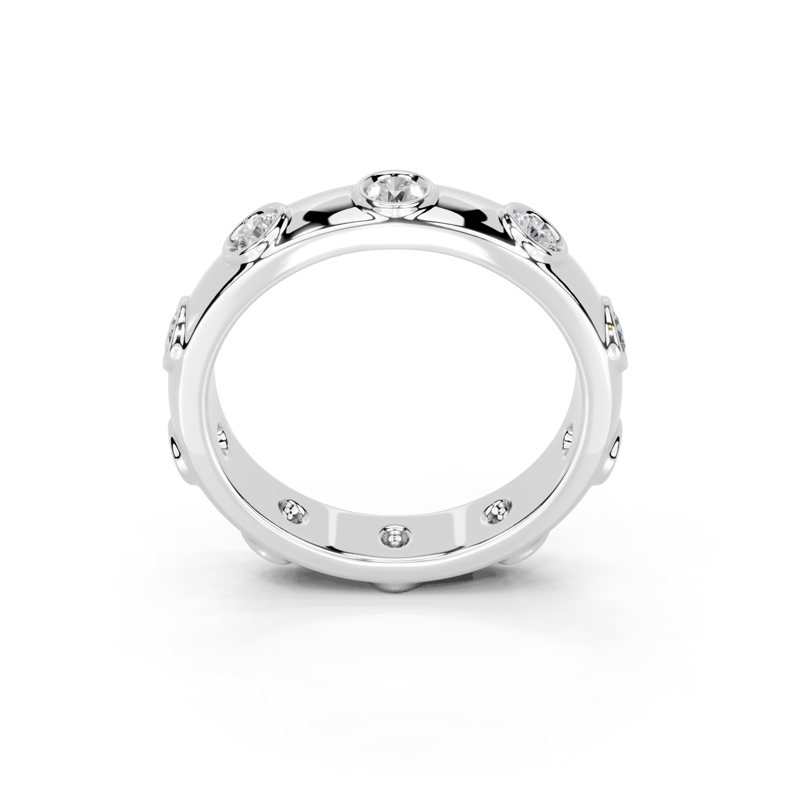 Bezel Station Band lab-grown diamond band in white gold / platinum