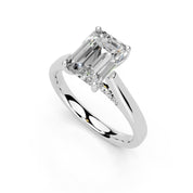 Emerald Hidden Pavé Cathedral lab-grown diamond ring in white gold / platinum