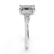 Emerald Petite Side Stone Solitaire lab-grown diamond ring in white gold / platinum