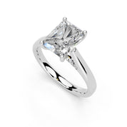 Radiant Hidden Pavé Cathedral lab-grown diamond ring in white gold / platinum