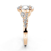 Oval Marquise Side Stone Pavé lab-grown diamond ring in rose gold