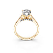 Oval Hidden Pavé Cathedral lab-grown diamond ring in yellow gold