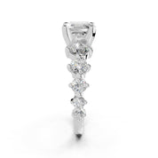 Asscher Fancy Side Stone lab-grown diamond ring in white gold / platinum