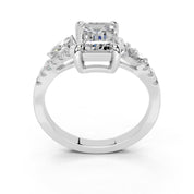 Emerald Marquise Side Stone Pavé lab-grown diamond ring in white gold / platinum