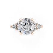Round Pear Cluster Side Stone lab-grown diamond ring in rose gold