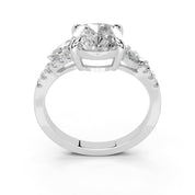 Cushion Marquise Side Stone Pavé lab-grown diamond ring in white gold / platinum