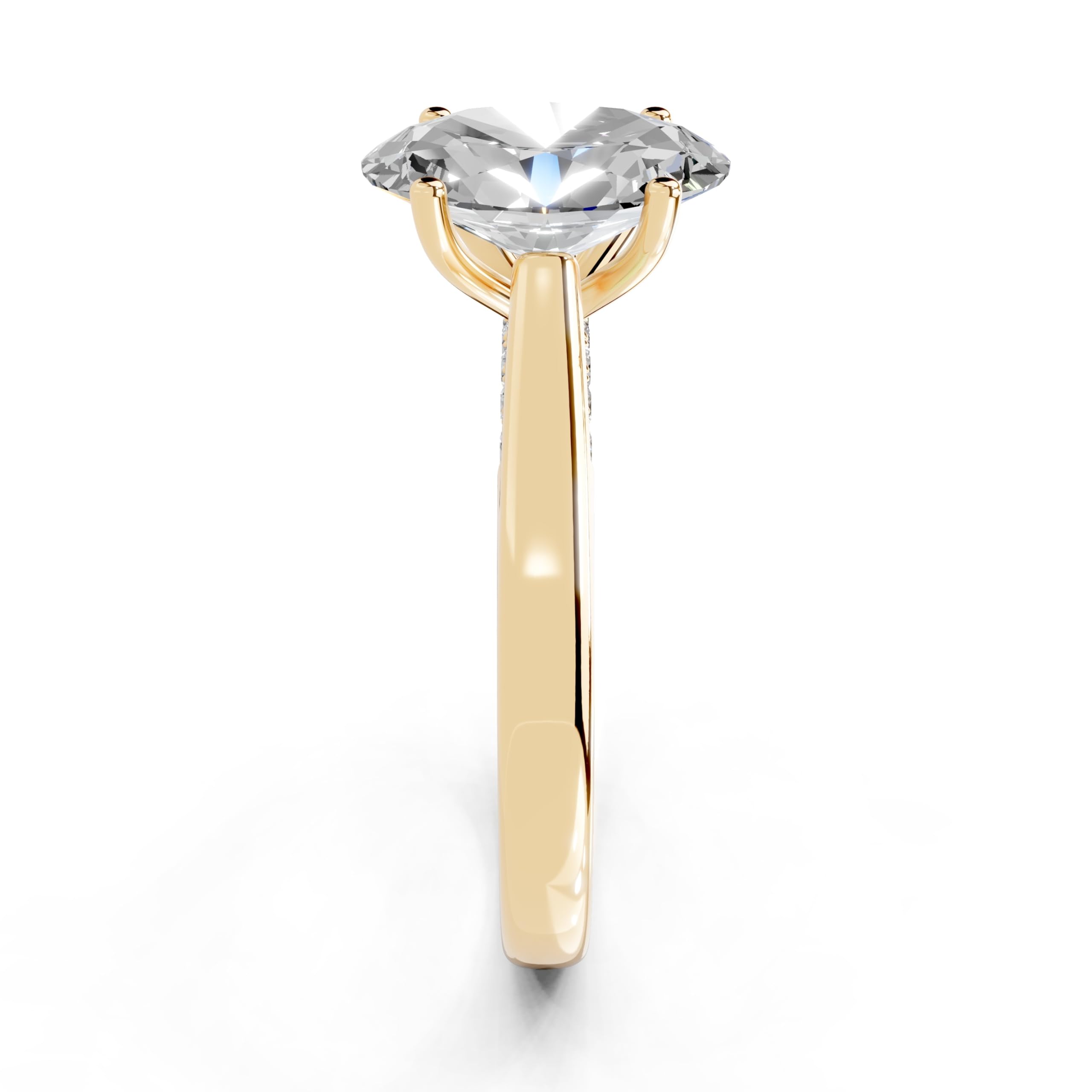 Oval Hidden Pavé Cathedral lab-grown diamond ring in yellow gold