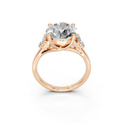 Round Marquise Cluster Side Stone lab-grown diamond ring in rose gold