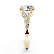 Round Marquise Side Stone Pavé lab-grown diamond ring in yellow gold