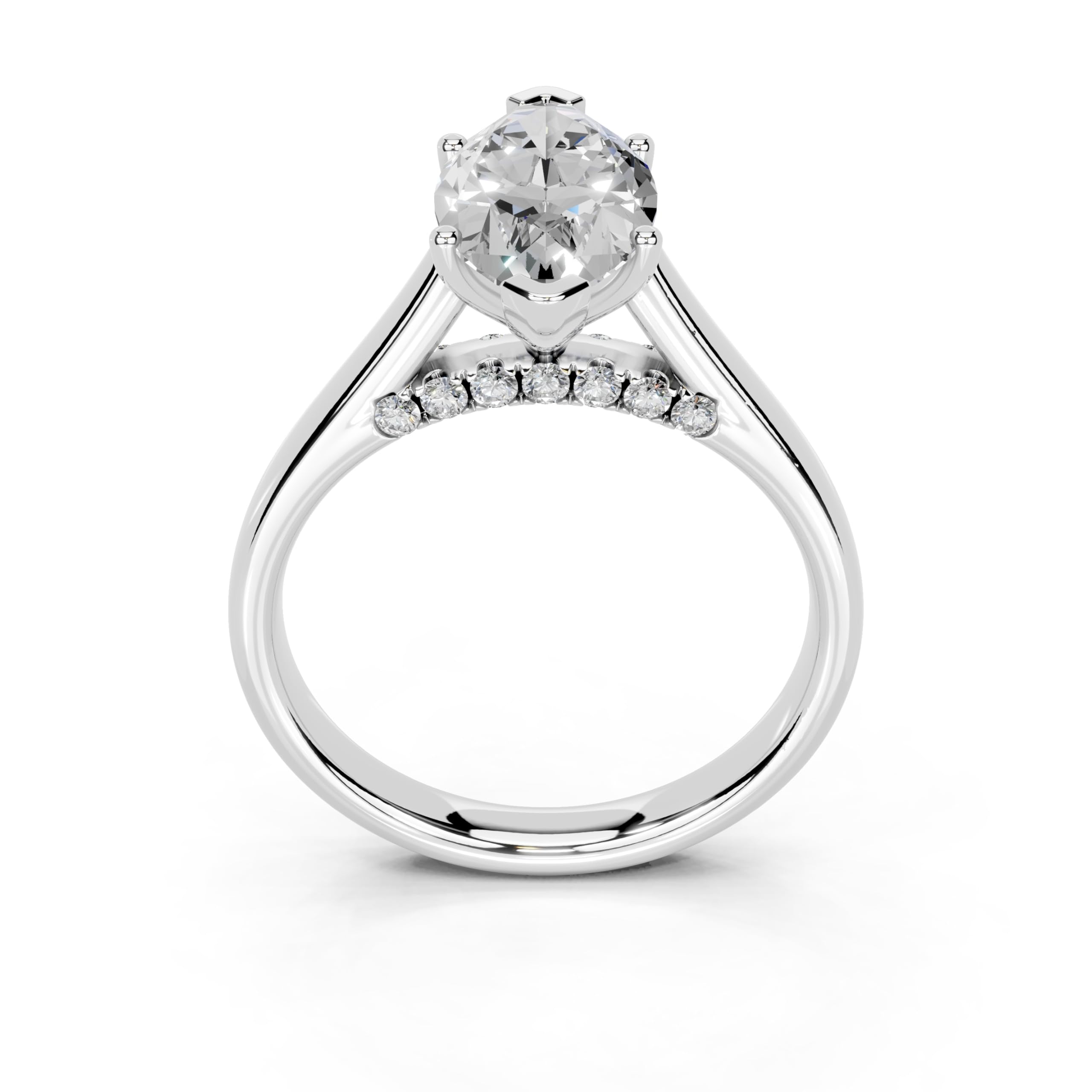 Marquise Hidden Pavé Cathedral lab-grown diamond ring in white gold / platinum